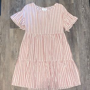 Pink and White Striped Tiered Dress - NWOT